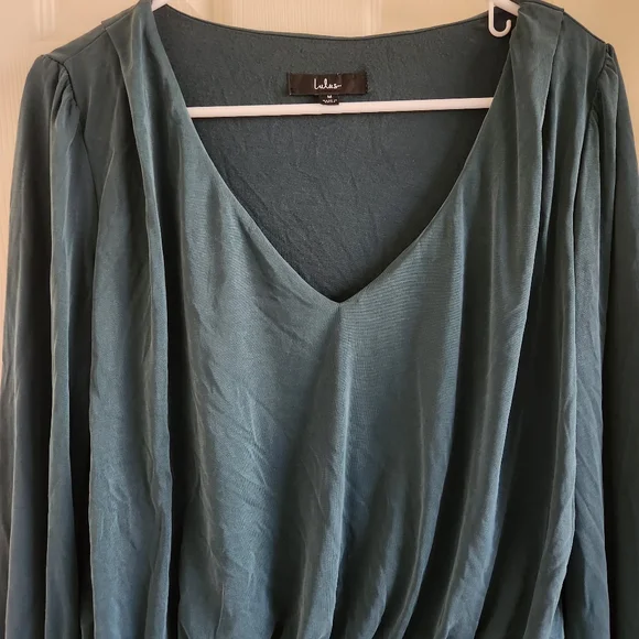Lulus Chic on Repeat Emerald Green V-Neck Long‎ Sleeve Bodysuit Size Medium - Picture 5 of 8